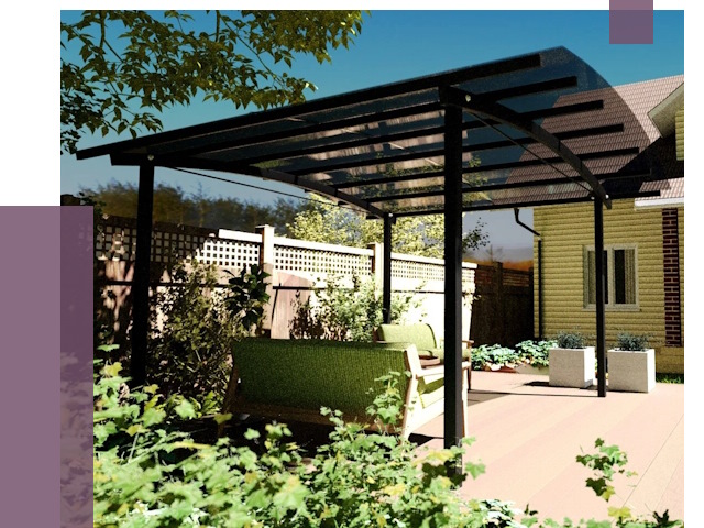 Навесы для террасы в Саяногорске от 13060 руб. под ключ | ПРОЛЁТ-Снг