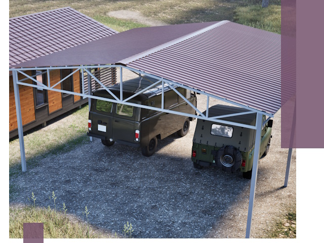 Двускатные навесы под ключ в Саяногорске — изготовление и монтаж